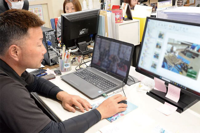 遠隔臨場の撮影・配信システムでは現場と発注者の事務所を結んでリアルタイムで材料確認、段階確認、確認・立会の各検査項目の確認や管理ができる。受注者・発注者双方の日時調整の手間や移動時間の削減にも貢献。録画データの保存もできる