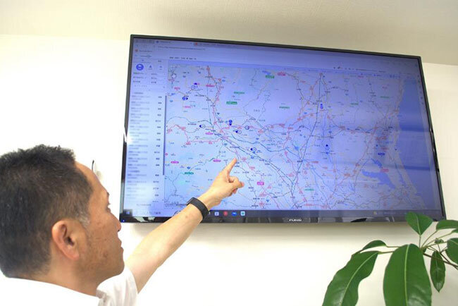 自社の輸送車がどこにいるのかを一覧できるシステムも導入した