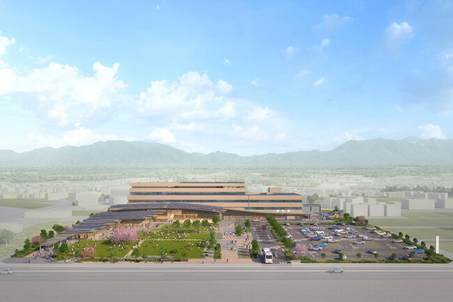 新庁舎鳥瞰図　　那須塩原市役所の移転はビジネスチャンスになりそうだ（那須塩原市ホームページから）