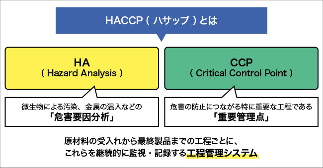 危害要因分析・重要管理点について図解する画像。詳細は本文を参照。