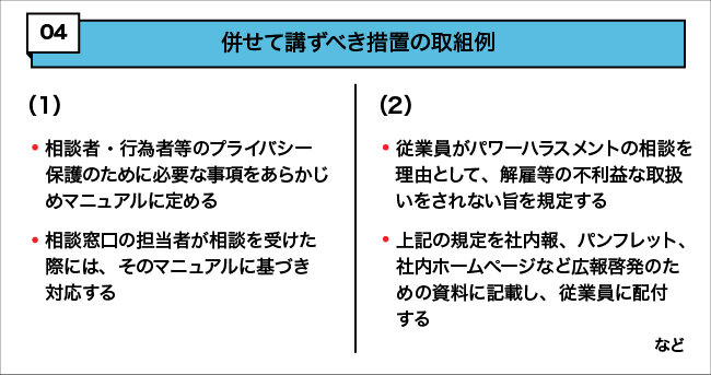 併せて講ずべき措置の取組例について図解する画像。詳細は本文を参照。