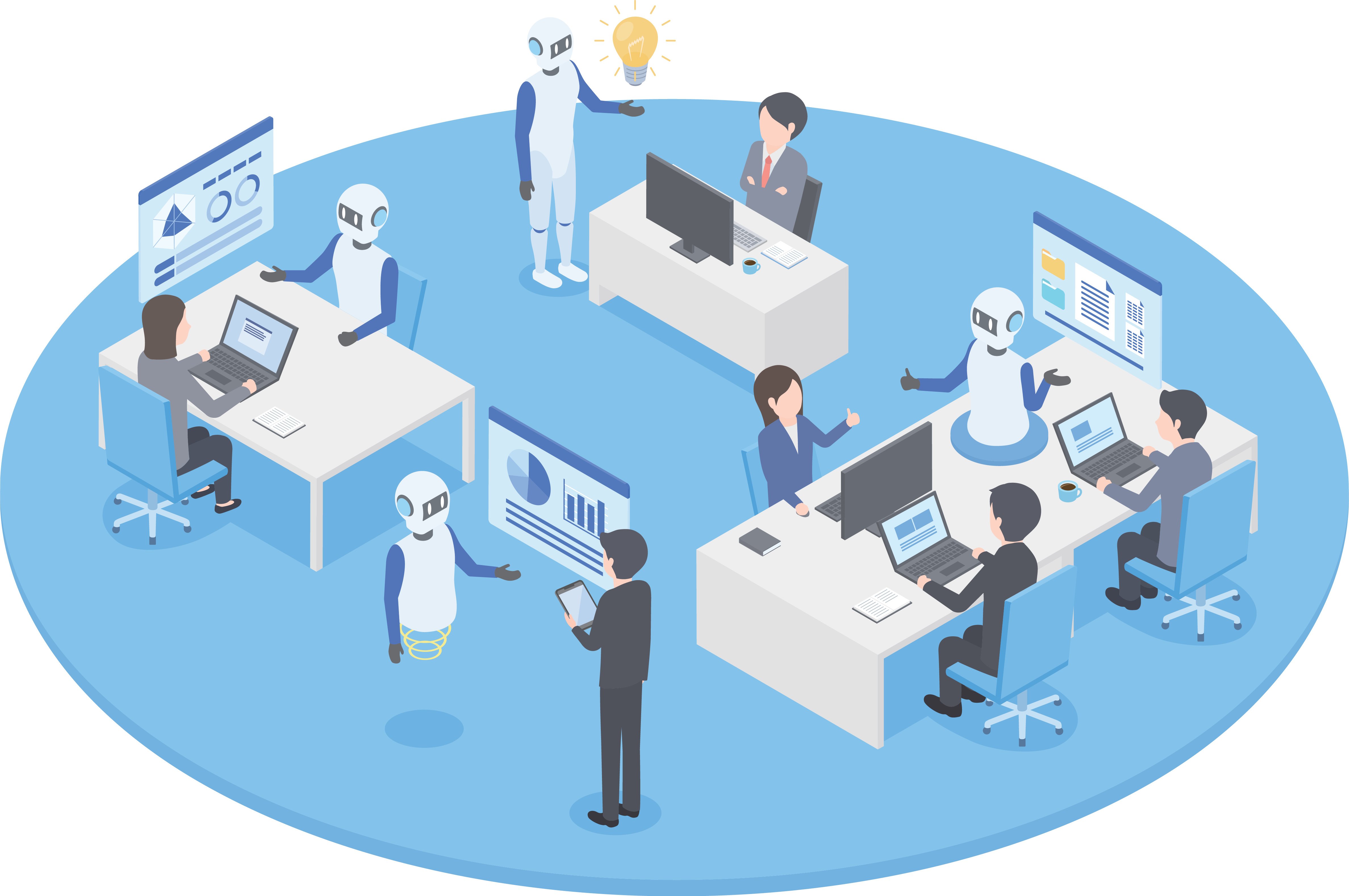 AIと人が協働して業務を進めるイメージ