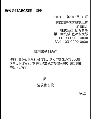 請求書の送付状image