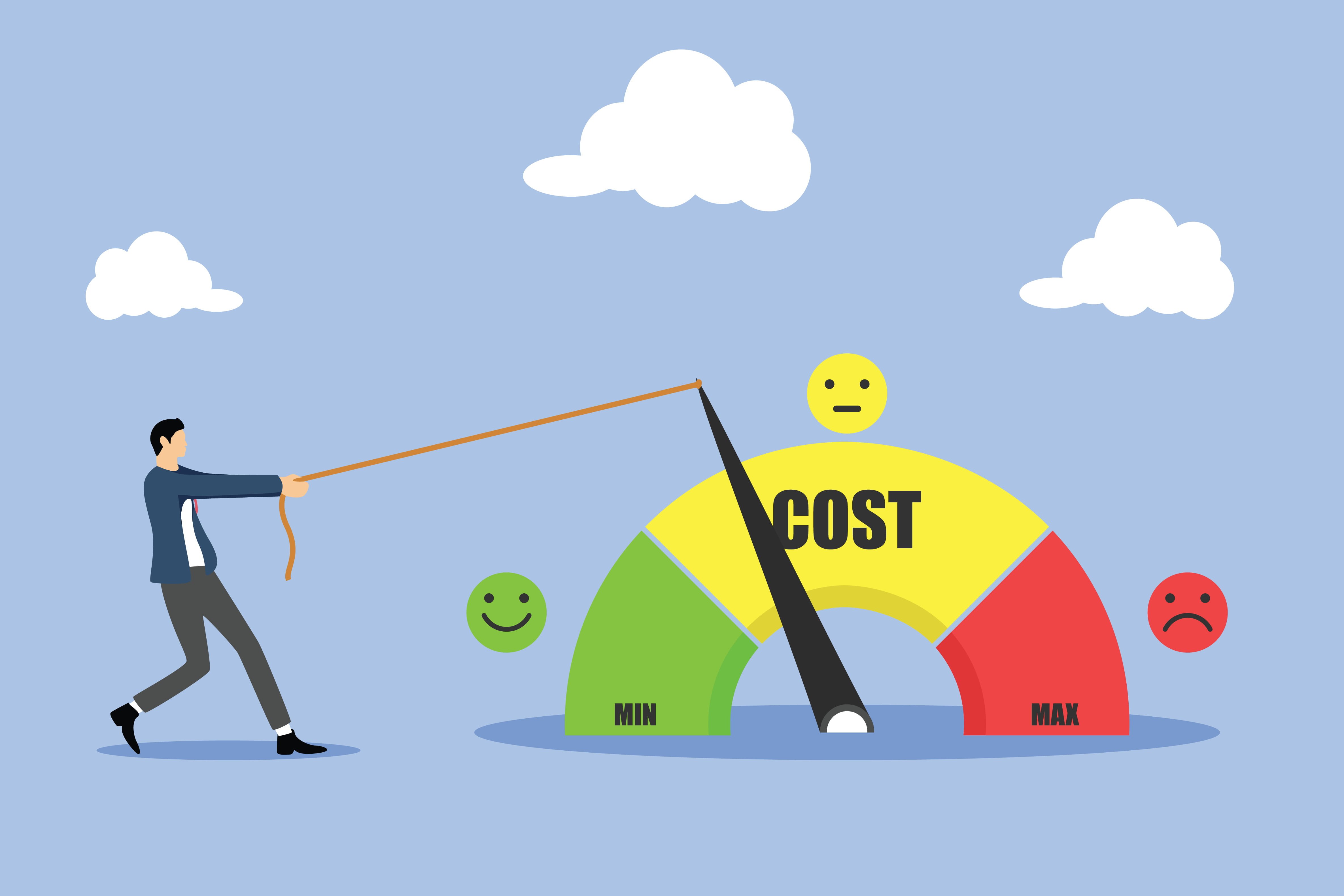 コストのゲージを引っ張る男性