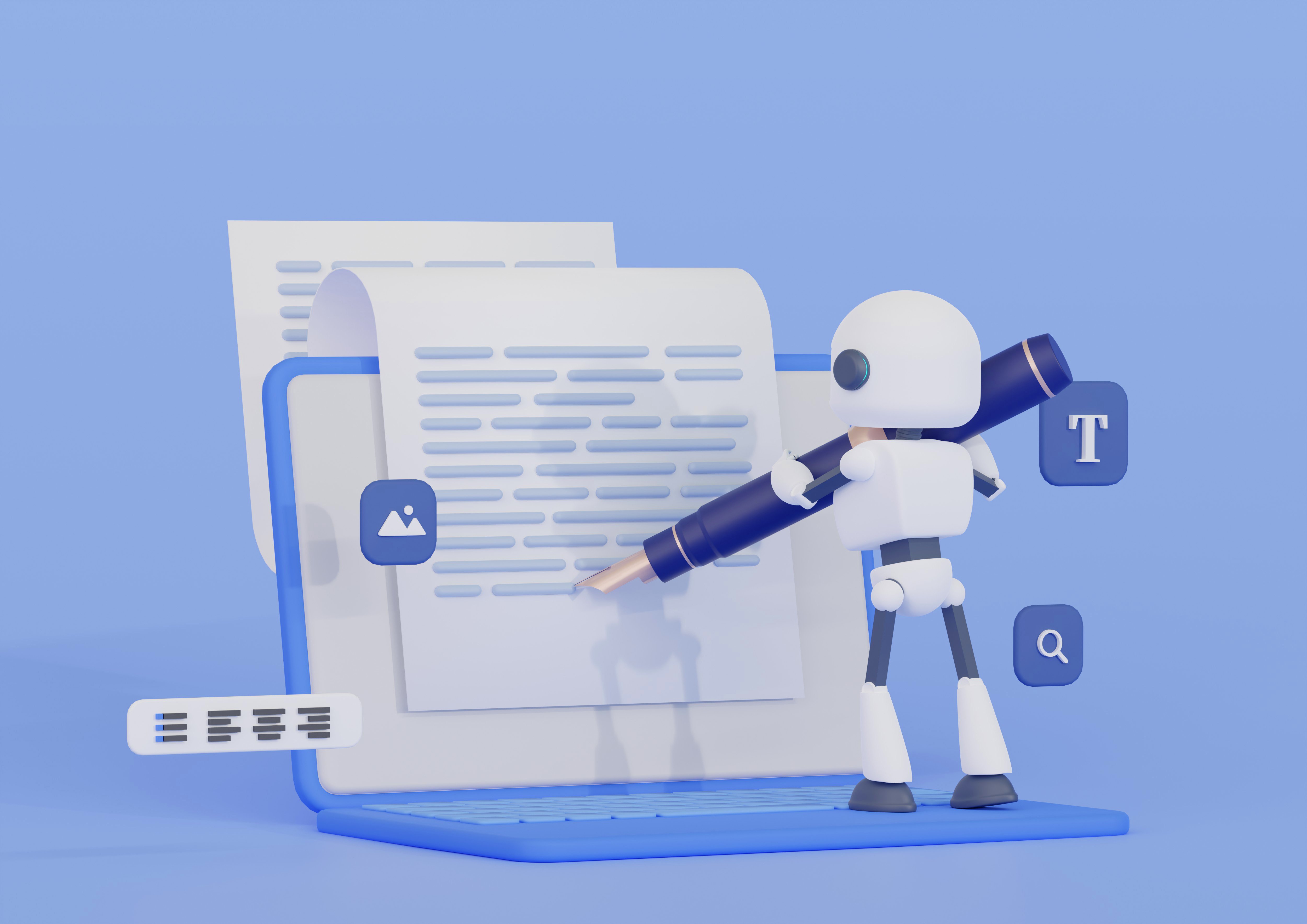 AIがPC上のドキュメント作成を支援するイメージ