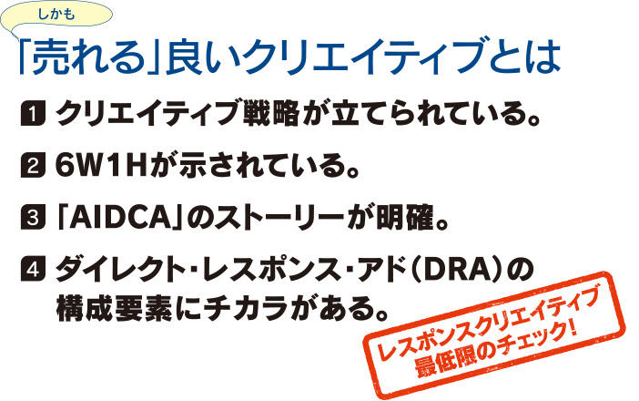 さらに「モノが売れる」DMにまで発展させるためには しかも売れる良いクリエイティブとは