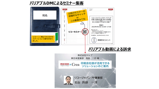 1to1動画が見られるバリアブル手帳DM