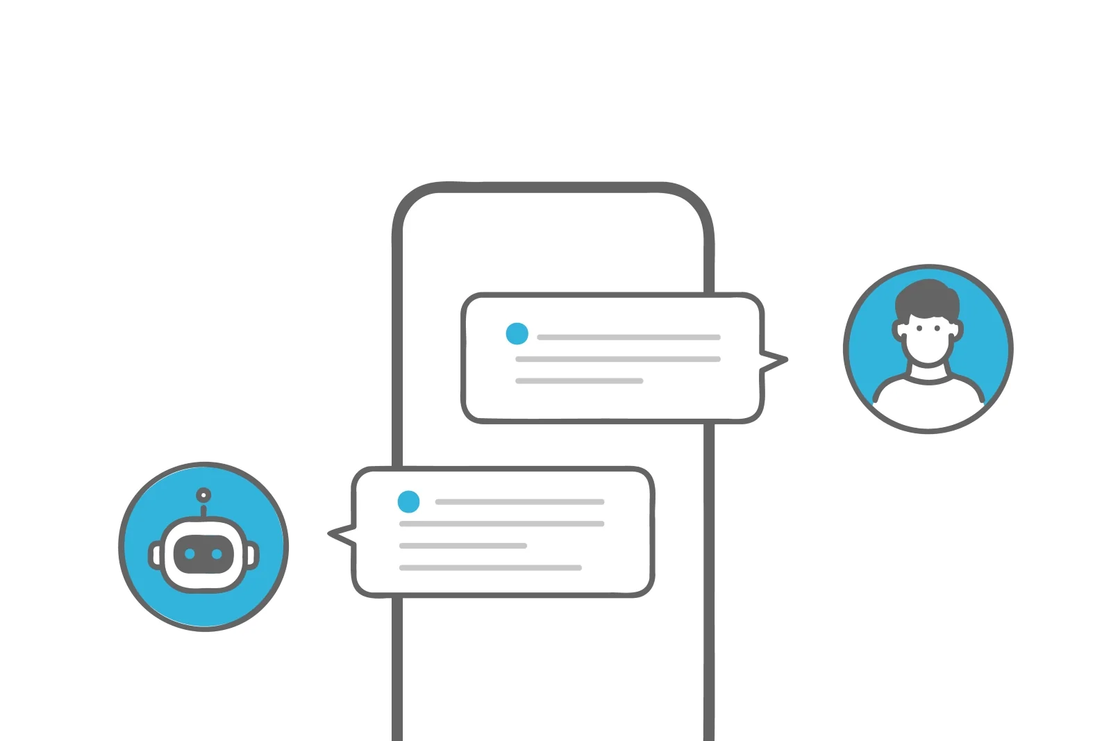 Chatbot communicating with a user through a messaging interface
