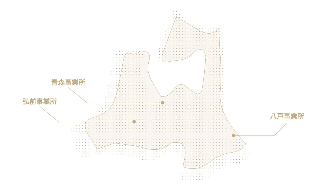 青森支社の事業所の場所を示した図