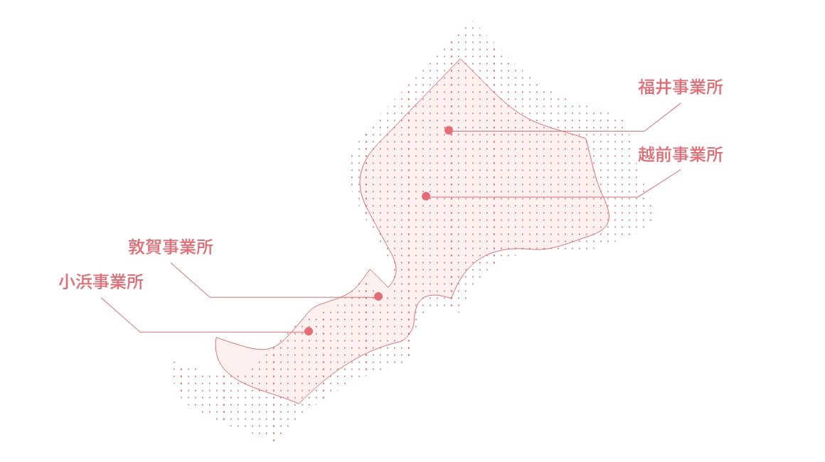 福井支社の事業所の場所を示した図