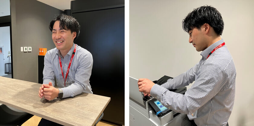 コピー機の点検をおこなう様子