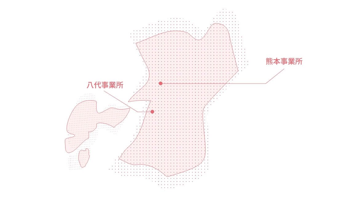 熊本支社の事業所の場所を示した図