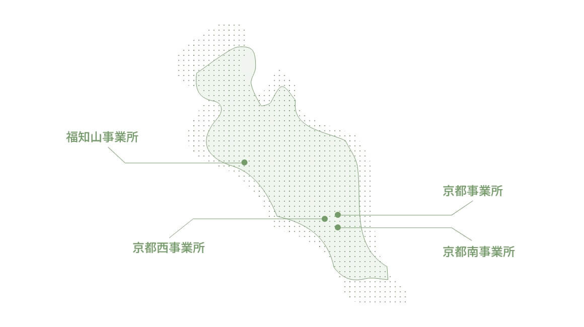 京都支社の事業所の場所を示した図