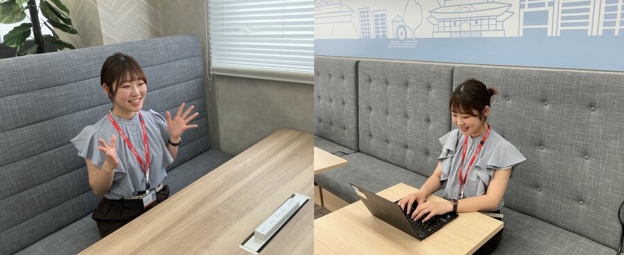 はじける笑顔でインタビューに答える本間さん