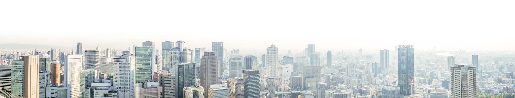 大阪のビル群の風景のパノラマ画像