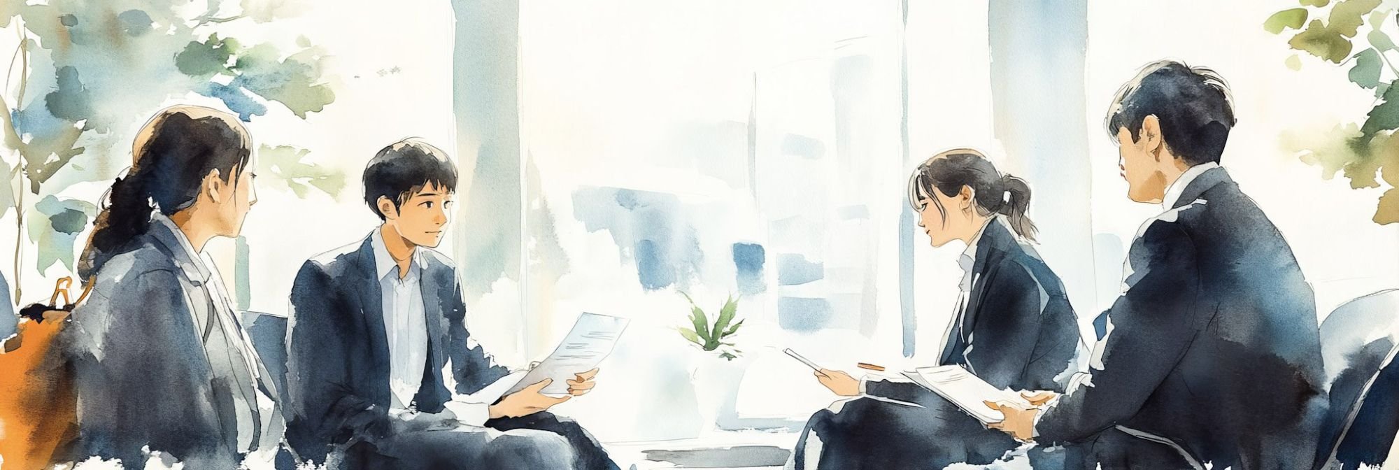 面接で大事にしてほしいことイメージ画像 学生たちが話し合っている風景
