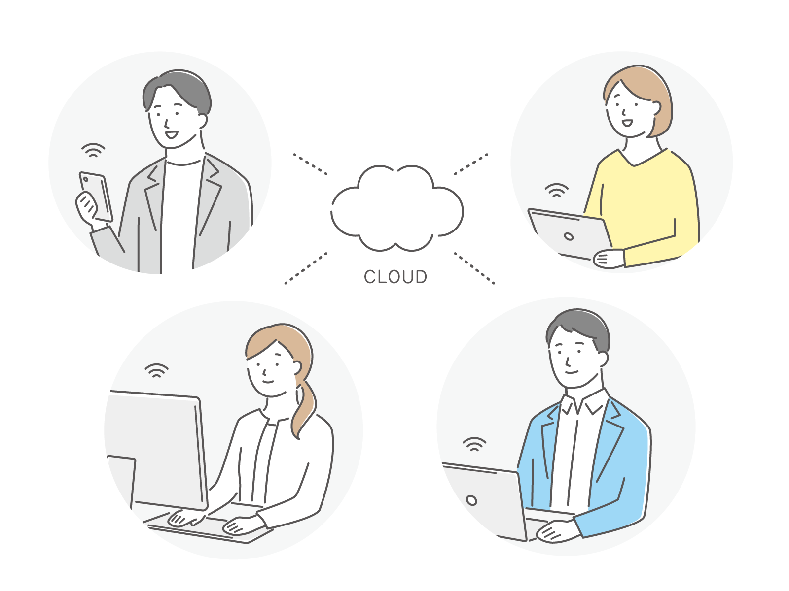 クラウドを活用して仕事をする人々