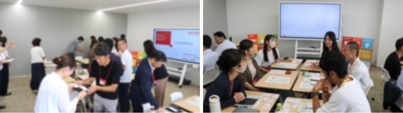 参加企業の皆様と名刺交換