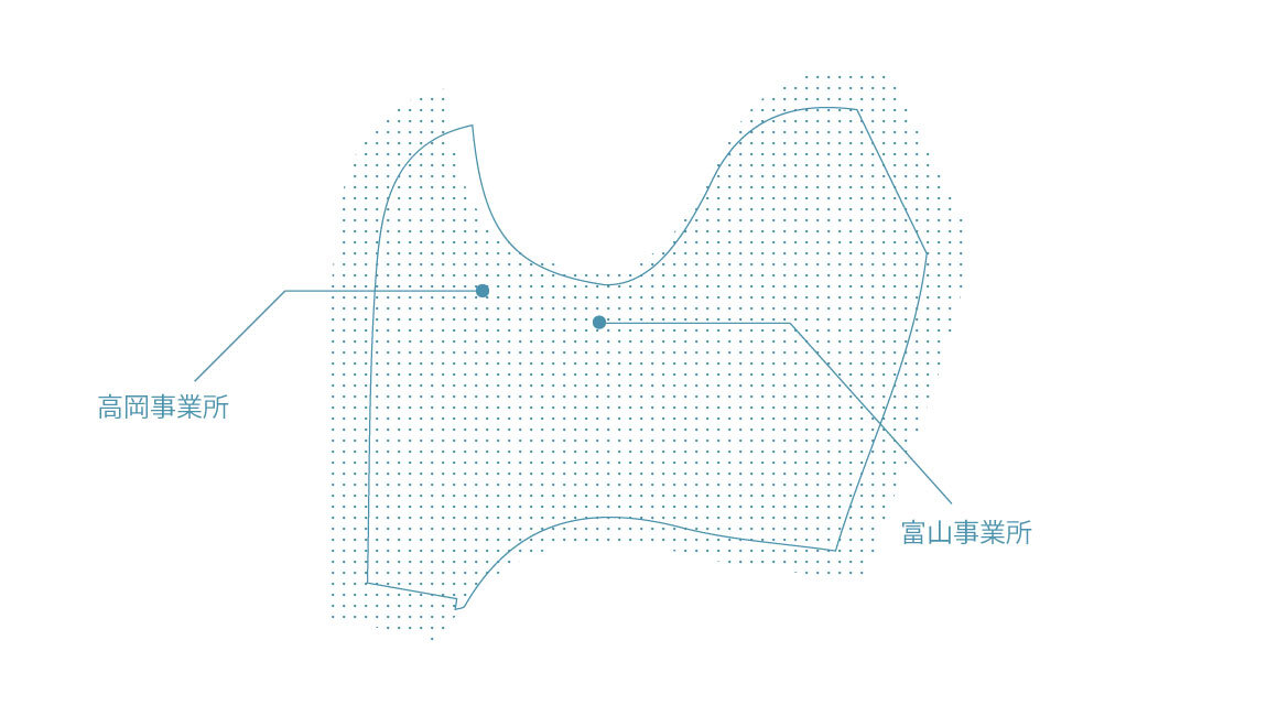 富山支社の事業所の場所を示した図