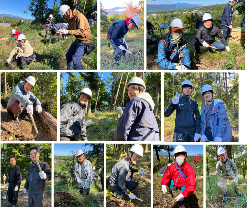 リコーの森環境美化保全活動 下草刈りの風景